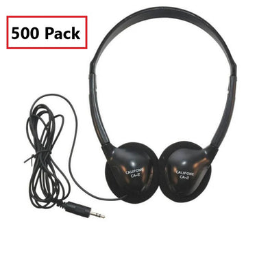 Califone CA-2 on-ear headphones in bulk pack for school use, designed for students with 3.5mm plug.
